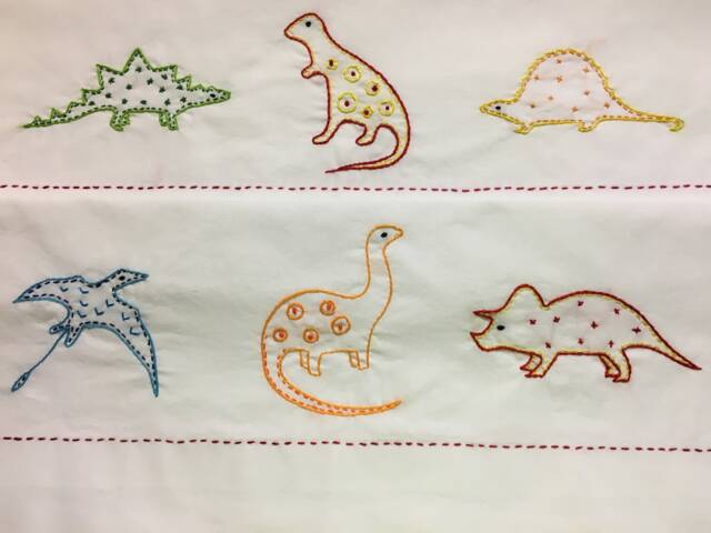 Hand Embroidered Dinosaur Pillow Cases Personalized Kids Decor - image 1