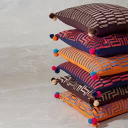 Pink & Blue, Pillow Cover, Embroidered, Mola Style Pillows, Standard Size 16x16 Inches - thumbnail 4