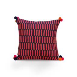 Pink & Blue, Pillow Cover, Embroidered, Mola Style Pillows, Standard Size 16x16 Inches - thumbnail 2