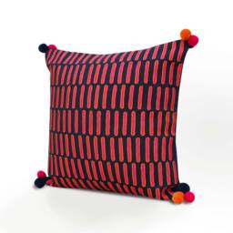 Pink & Blue, Pillow Cover, Embroidered, Mola Style Pillows, Standard Size 16x16 Inches - thumbnail 3