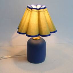Handmade Scallop Fabric Lamp Green Lampshade, Navy Ceramic Base-113# - thumbnail 4