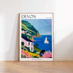 Devon Coastline Travel Poster England Art Print - thumbnail 3
