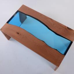 Live Edge Resin River Coffee Table - Modern Waterfall Design - thumbnail 2