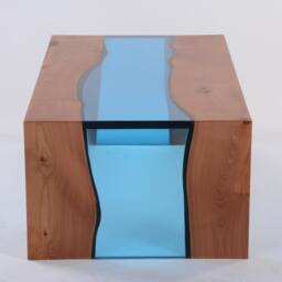 Live Edge Resin River Coffee Table - Modern Waterfall Design - thumbnail 3