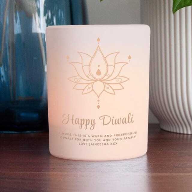 Personalised Diwali Lotus Candle Holder - image 1