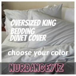 Oversized King Bedding. Super Duvet Cover 120x98. Solid Gray Navy Burgundy Brown Oatmeal Cotton Palatial King Queen Bedding Nurdanceyiz - thumbnail 2