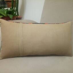 Kilim Lumbar Pillow 10x20 Inches Nice Color Anatolian Wool Kilim Pillow Handmade Cushion - thumbnail 2
