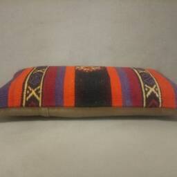 Kilim Lumbar Pillow 10x20 Inches Nice Color Anatolian Wool Kilim Pillow Handmade Cushion - thumbnail 3