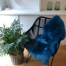 Blue Sheepskin Rug , Blues Rug, Fur Chair Cover, Bed Throw, Interior Accessories - thumbnail 2