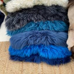 Blue Sheepskin Rug , Blues Rug, Fur Chair Cover, Bed Throw, Interior Accessories - thumbnail 3