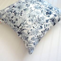 Indigo Blooms Pillow Cover, Designer Fabric 18x18, 20x20, 22x22, 24x24, 14x20, 12x21, 12x26 - thumbnail 2