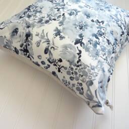 Indigo Blooms Pillow Cover, Designer Fabric 18x18, 20x20, 22x22, 24x24, 14x20, 12x21, 12x26 - thumbnail 3