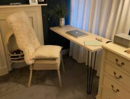 Narrow Desk Home Office Study Solid Wood Hairpin Legs Writing Oak Finish