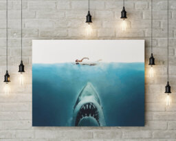 Jaws Movie Art Canvas Print Handmade Wall Decor - thumbnail 1