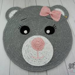 Crochet Bear Rug Cotton Nursery Decor, Baby Room Mat
