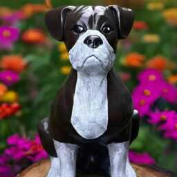 Concrete Boxer Dog Figurine Sitting Bulldog Sculpture Cement Ornament Front Door Decoration Dog Lover Gift Stone Labrador Decor Yadr Art - thumbnail 2