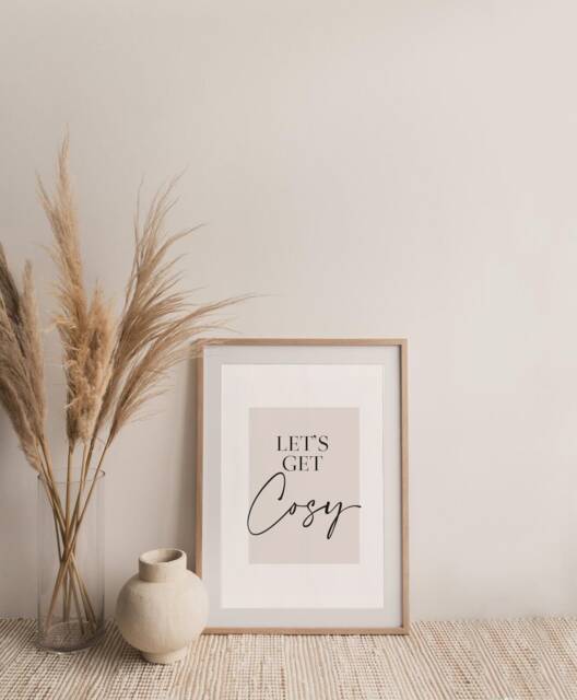 Lets Get Cosy Print, Beige Home, Home Prints, Neutral Living Room Hallway Wall Art, Modern Decor, Sage Green - image 1