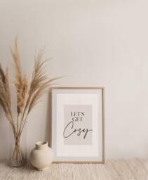 Lets Get Cosy Print, Beige Home, Home Prints, Neutral Living Room Hallway Wall Art, Modern Decor, Sage Green - thumbnail 1
