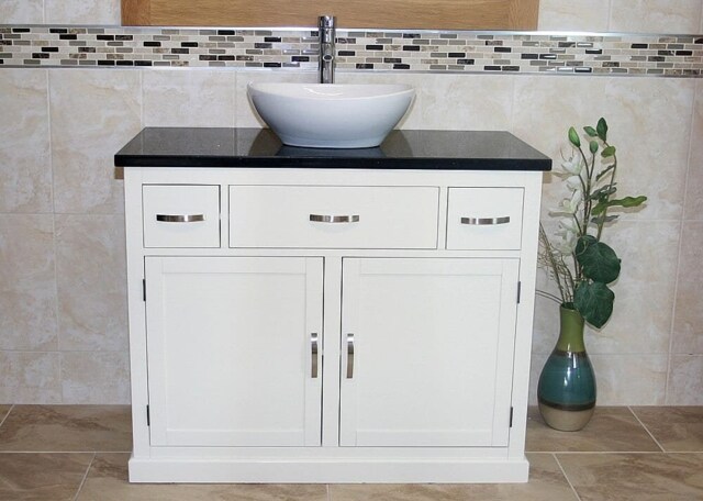 Bathroom Vanity Unit Painted Wood Cabinet Wash Stand Black Quartz & Ceramic Basin 1161Pbqcbc - image 1