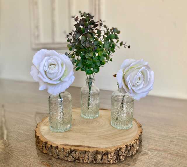 Apothecary Bottle Bud Vase Set Clear Glass Floral Display - 3 X 12.5cm - image 1