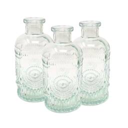 Apothecary Bottle Bud Vase Set Clear Glass Floral Display - 3 X 12.5cm - thumbnail 2