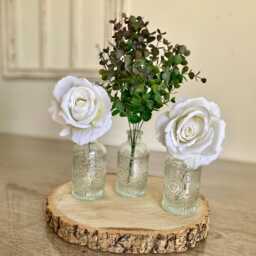 Apothecary Bottle Bud Vase Set Clear Glass Floral Display - 3 X 12.5cm - thumbnail 3