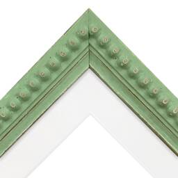 Crown Pea Green Photo Frame With White Mount, Wooden Bobbin Distressed - thumbnail 2
