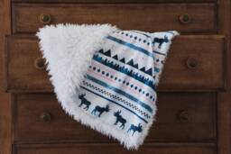 Lodge Moose Mountain Baby Blanket, Crib Bedding, Faux Fur Trendy Minky Blue & Pink Blanket
