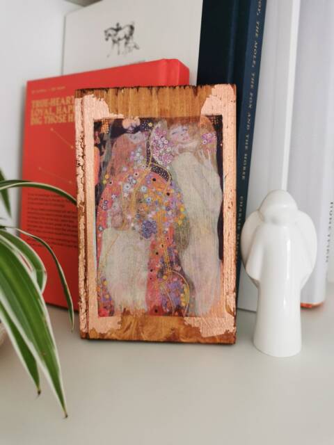 Gustav Klimt Water Serpents Ii Wooden Wall Art Rose Gold Decor - image 1