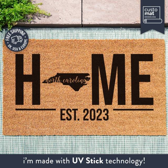 North Carolina State Map - Personalized Home Doormat Us Custom Rug Gift Silhouette Door Mat - image 1