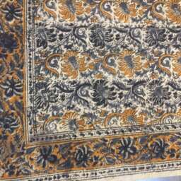 Handmade Kalamkari Cotton Rug Boho Floral Area Rug - 5x3 Ft - thumbnail 1