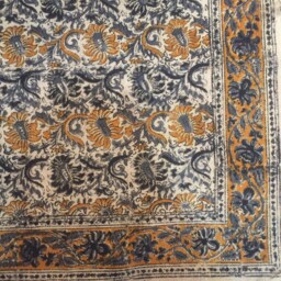 Handmade Kalamkari Cotton Rug Boho Floral Area Rug - 5x3 Ft - thumbnail 3
