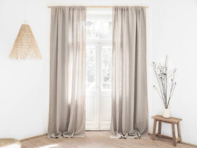 Heavy Linen Curtain Panel, Rod Pocket, Stonewashed - 280 G/M2 - image 1