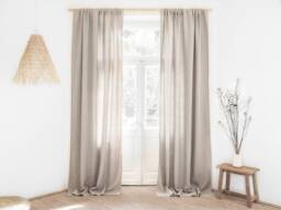 Heavy Linen Curtain Panel, Rod Pocket, Stonewashed - 280 G/M2 - thumbnail 1