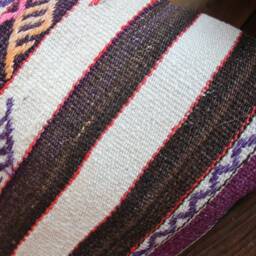 50cm - 20Inch Vintage Kilim Cushion Cover Handwoven - Striped Purple White Black - thumbnail 3