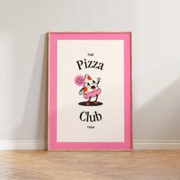 Kitchen Print, Retro Wall Art, Pizza Print Poster, Cartoon Vintage Decor, Club Italian Food Dining Room - thumbnail 2