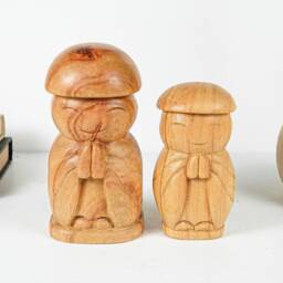 Jizo Wearing Cap Statue, Buddha Sculpture, Wood Figurine, Wooden Jizo, Praying, House Warming, Namasthe, Room Decoration, Gift For Him - thumbnail 4