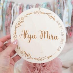Personalized Name Plate, Wooden Birth Sign, Gift Idea For The Of A Baby, Door Sign Nursery, Personalized Baby - thumbnail 1