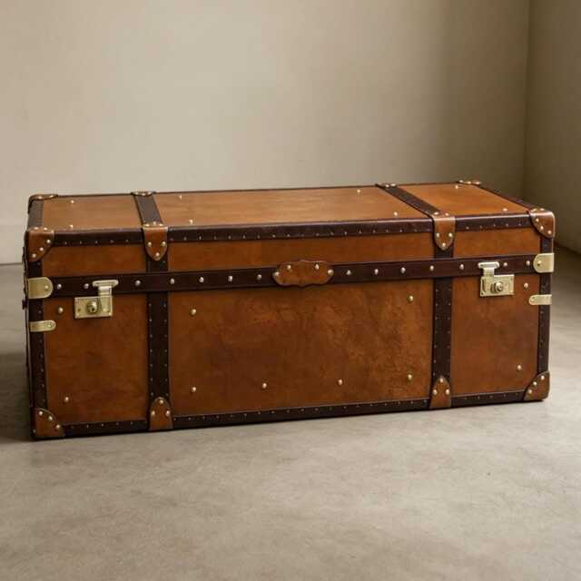 Luxury English Handmade Steamer Style Trunk - Bespoke Storage Leather - image 1