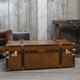 Luxury English Handmade Steamer Style Trunk - Bespoke Storage Leather - thumbnail 3