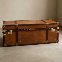 Luxury English Handmade Steamer Style Trunk - Bespoke Storage Leather - thumbnail 1