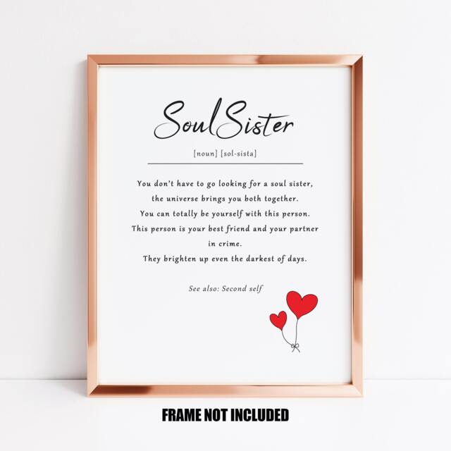 Soul Sister Definition Art Print, Gift For Best Friend, Bestie Gift, From Another Mister Girl Mate Friendship - image 1