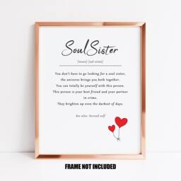 Soul Sister Definition Art Print, Gift For Best Friend, Bestie Gift, From Another Mister Girl Mate Friendship - thumbnail 1