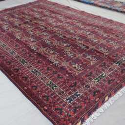 7x10 Large Afghan Rug, Rust Red Pinkish Handmade Wool Oriental Area Living Room Bedroom Turkmen Tribal Bukhara Rug - thumbnail 2