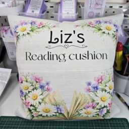 Personalised April Birth Flower Cushion Daisy Reading With Pocket Custom Name Gift Book Lover Linen Pillow Present - thumbnail 4