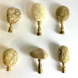 White, Beige & Grey Granite Lamp Finial, Stone Lamp Finial, Rock Topper, Accessory, Decoration - thumbnail 2