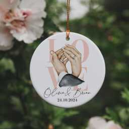 Personalized First Christmas Engaged Ornament Couple Gift - thumbnail 1