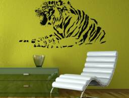 Angry Roaring Tiger Striped Jungle Cat Predator Animal Wall Decal Vinyl Sticker Mural Room Decor L1333 - thumbnail 1