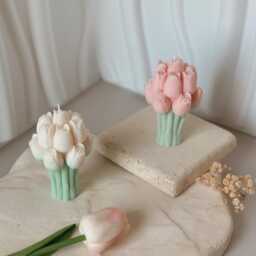 Bouquet Of Tulips Candle in A Choice Colors, Handmade Rapeseed Wax - thumbnail 4