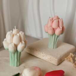 Bouquet Of Tulips Candle in A Choice Colors, Handmade Rapeseed Wax - thumbnail 2
